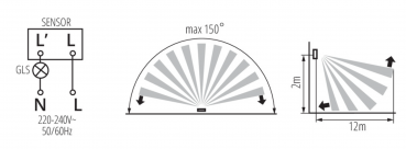 Preview: Kanlux - Bewegungsmelder (MARID JQ-L) erkennung bis 12m PIR